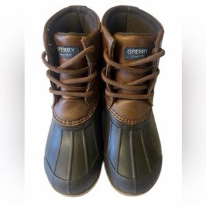 Sperry Kids Brown & Olive Waterproof Lace-Up Duck Boots